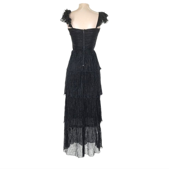 SAYLOR Elegant Tier Ruffle Dress Long Midi Textured Sleeveless Black XS S 2 4 - Picture 4 of 8